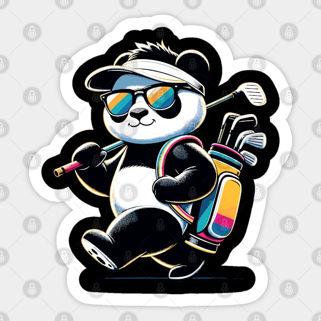 Golf Novelty Panda in Sunglasses Golfing Funny Golf Sticker by KsuAnn